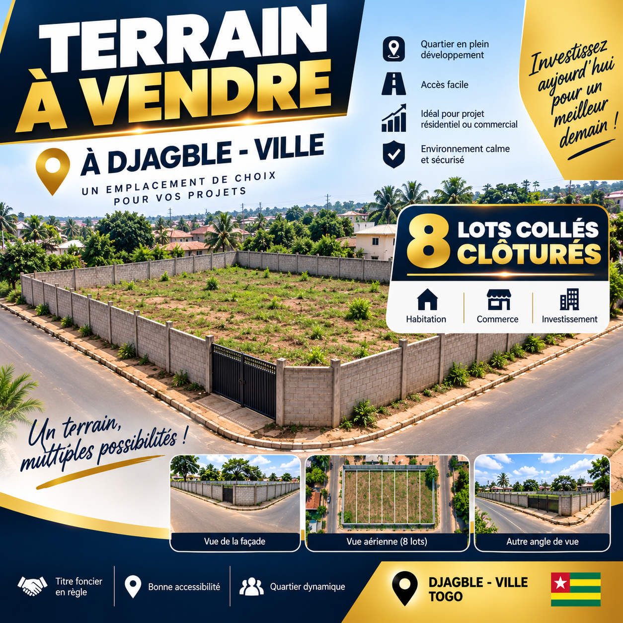 TERRAIN À VENDRE  À DJAGBLE- VILLE
